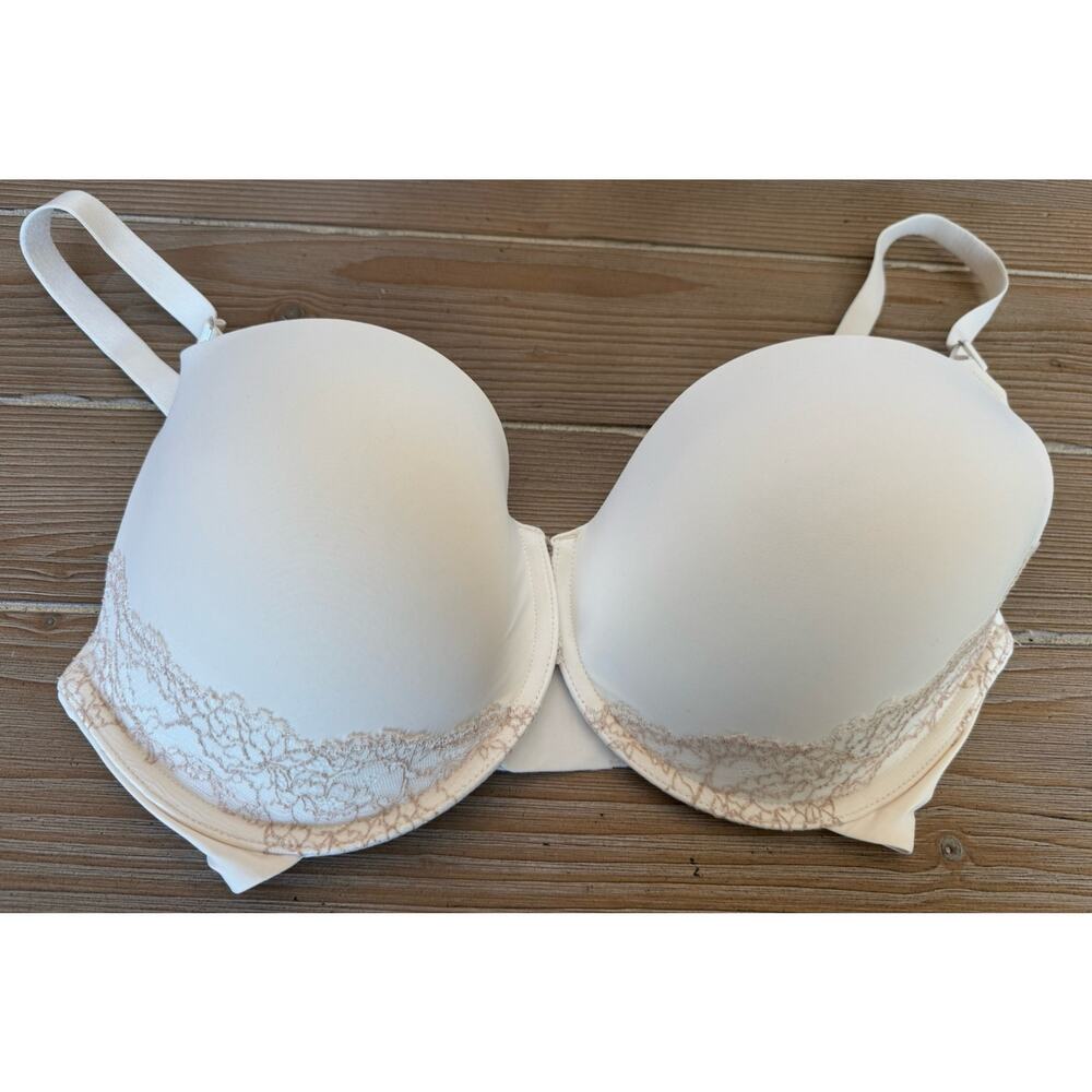 SOMA Memorable Full Coverage Lace Trim Bra Underwire 34DDD Ivory EUC